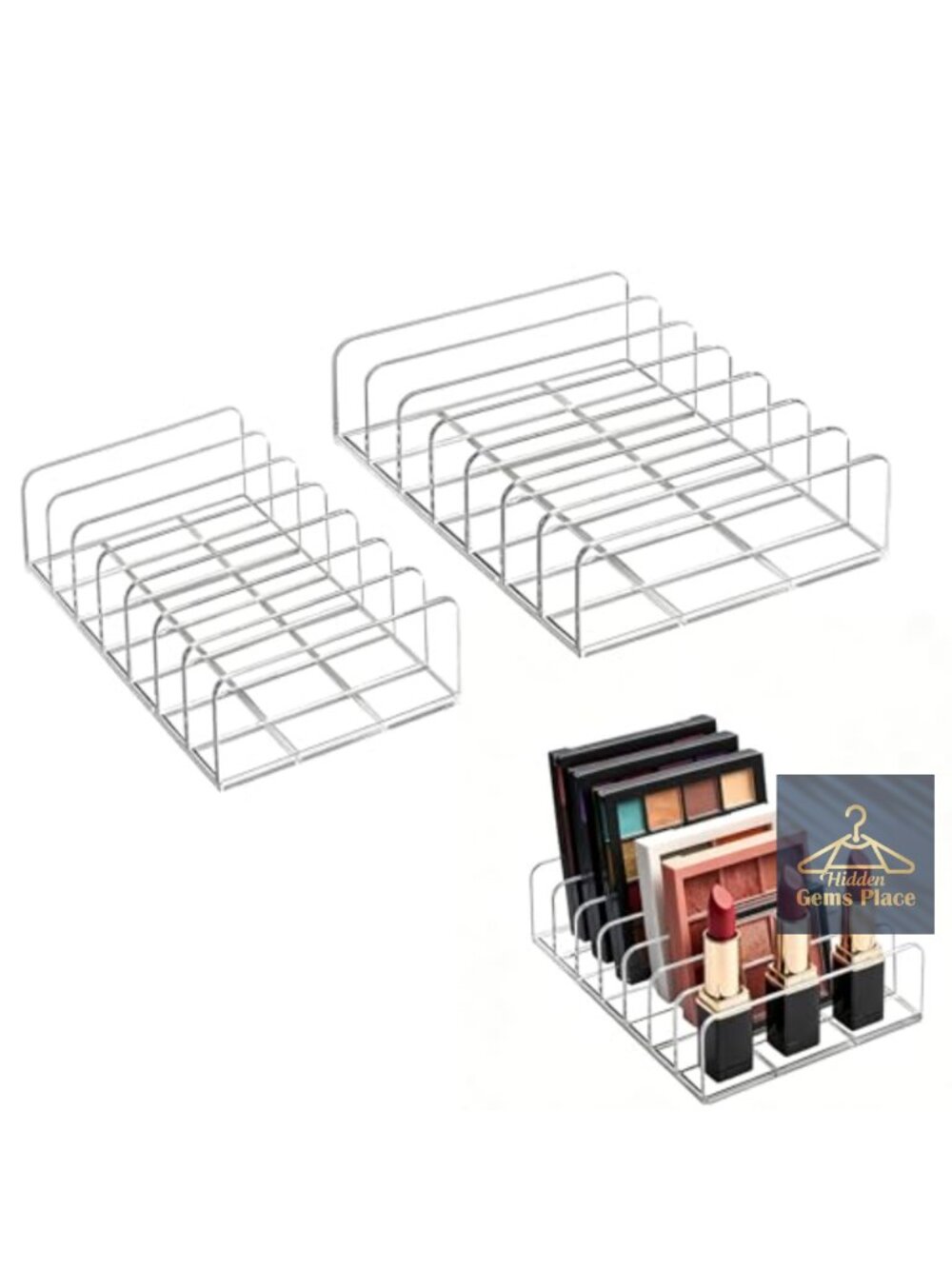 Acrylic Makeup Palette Organizer, 7-Slot Case for Blush & Contour, 2 Pack